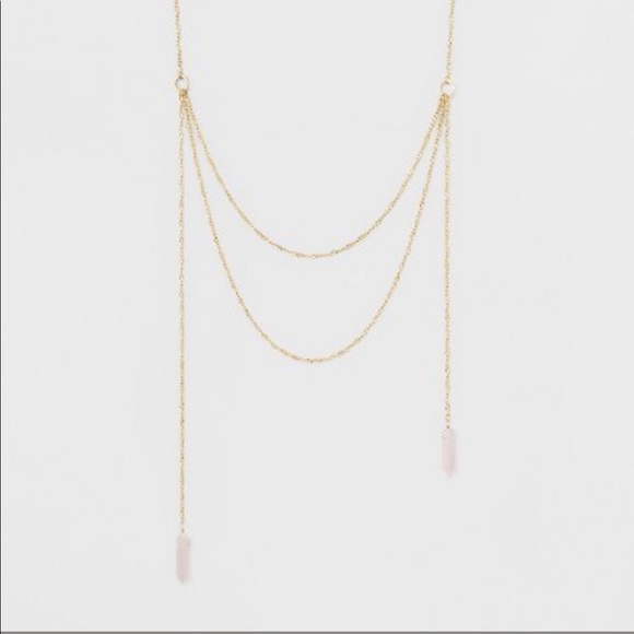 BaubleBar Jewelry - Bauble Bar Gold Lariat Necklace, Pink With Quartz